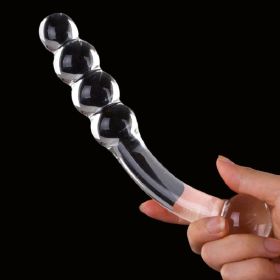Double Crystal Spiral Pyrex Glass Dildo - Purple