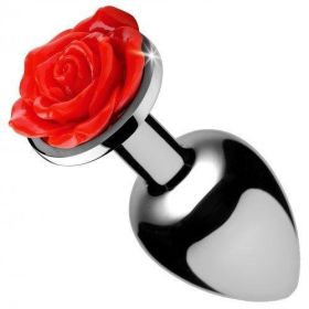 Booty Sparks Red Rose Anal Plug Small - Silver