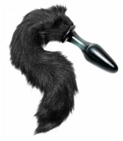 Tailz Midnight Fox Tail Glass Anal Plug - Black