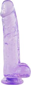 Crystal Realistic Giant Dildo with Strong Suction Cup- Curved Shaft and Balls 9 in