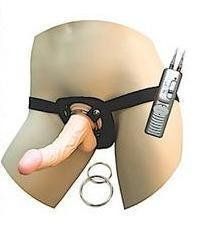 All American Whoppers 8 inches Vibrating Dong Universal Harness - Beige