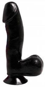 Basix Rubber Works Dildo with Suction Cup 6.5 in - Black