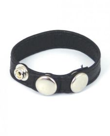 Plain Joe Sewn Leather Cock Ring with Snaps - Black