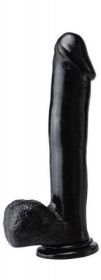 Basix Rubber Dong With Suction Cup 12in - Black