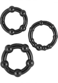Beaded Cock Rings 3 Pack - Black