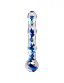 Icicles No 8 Clear Glass Massager - Blue