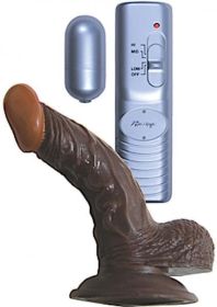 All American Whopper 5 inches Vibrating Dildo, Balls - Brown