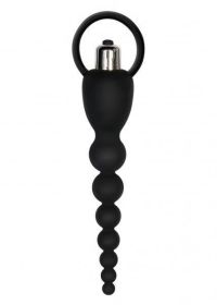 Vibrating Silicone Anal Beads - Black
