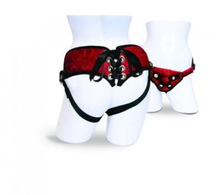 Lace Corsette Strap On - Red