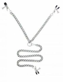 Y Style Adjustable Broad Tip Nipple Clamps With Clit Clamp - Silver