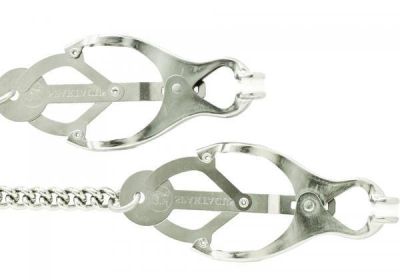 Butterfly Nipple Clamps With Link Chain - Silver
