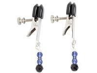 Beaded Clamps With Broad Tip Nipple Clamps - Blue Beads