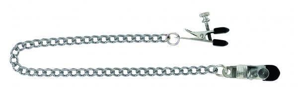 Adjustable Broad Tip Nipple Clamps With Link Chain - Silver