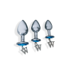 Opis 3 piece luxury gem butt plug & anal training kit - Silver/blue