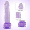 Crystal Realistic Giant Dildo with Strong Suction Cup- Curved Shaft and Balls 9 in