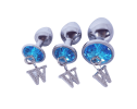 Opis 3 piece luxury gem butt plug & anal training kit - Silver/blue