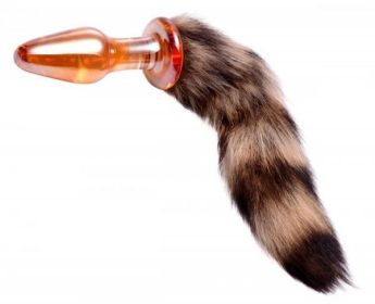 Tailz Faux Fox Tail Glass Anal Plug - Orange (SKU: TCN-XRAD800)